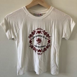 White Embroidered Graphic T-Shirt